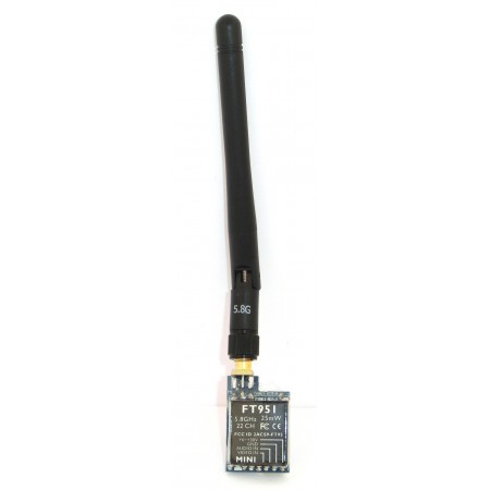 Mini Sender 5,8Ghz 25mW 22Kanäle FPV Band: A B D RP-SMA ohne Pin Stabantenne Kabel CE Set