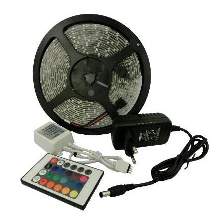 LED Streifen RGB 5m Multicolor +Controller +IR-FB +Netzteil Set