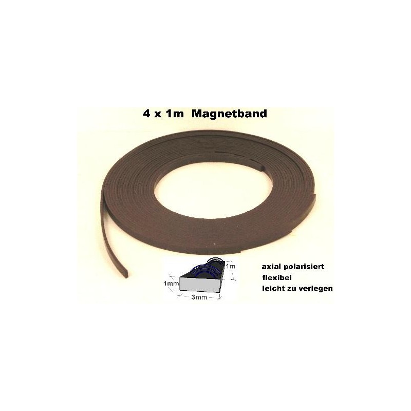 4x 1m Magnetband 1 x 3mm Magnetbahn axiale Polarisation 1m flex