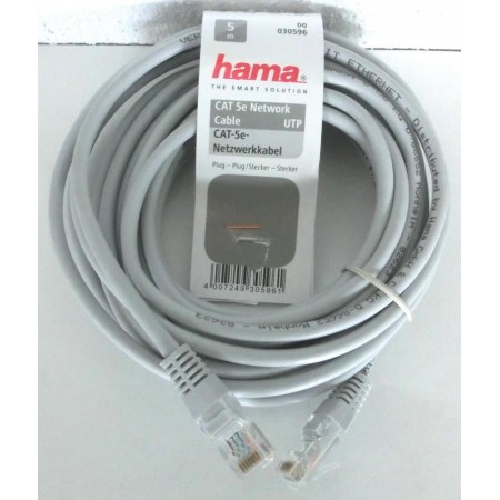 Patchkabel 5,0m ungeschirmt CAT5e UTP hama grau