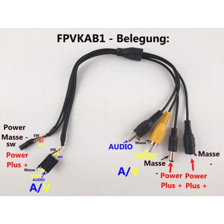 FPV Kabel Molex Power A/V Audio Video Cinch Hohlstecker Buchsenleiste