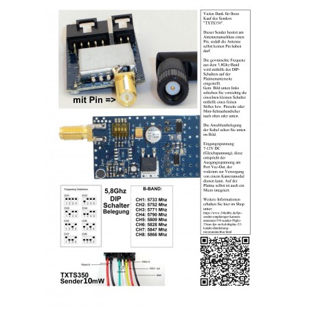 Sender Transmitter 5,8Ghz 10mW für FPV 8 Kanäle DIP Micro