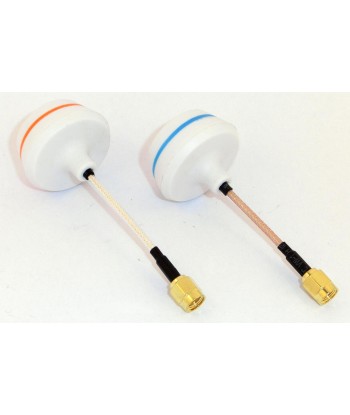 5,8Ghz Cloverleaf Antennen Set mit Schutzkappen weiss federnd gerader SMA Stecker - 1x Sender u. 1x Empfänger - FPV Copter