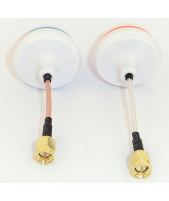 5,8Ghz Cloverleaf Antennen Set mit Schutzkappen weiss federnd gerader SMA Stecker - 1x Sender u. 1x Empfänger - FPV Copter