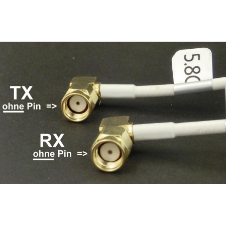 5,8Ghz Cloverleaf Antennen Set je ohne Pin mit Schutzkappen weiss - 1x Sender u. 1x Empfänger - FPV Copter 90 Grad Winkelstecker