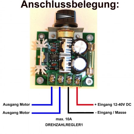 Drehzahlregler 12-40V DC 10A Motor Drehzahlsteller Regler